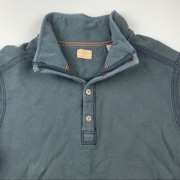 Tommy Bahama Mens Large Blue Half Snap Sweatshirt - Picture 2 of 8